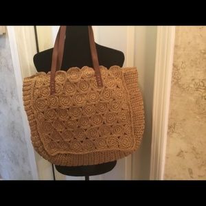 Cato Women’s Handbag, Purse, Tote Straw, Large Tan